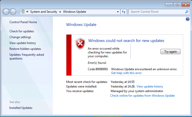 Windows Update erreur 663