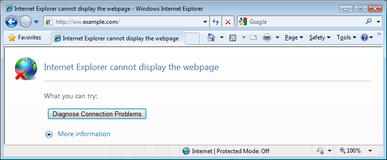internet explorer 8 unable to connect to internet