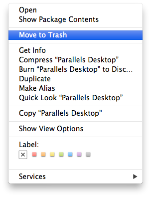 how to remove parallels from mac