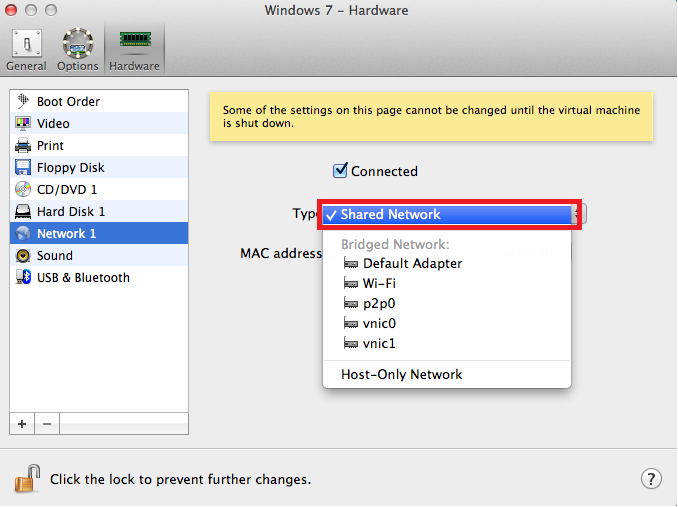 parallels shared network mac address