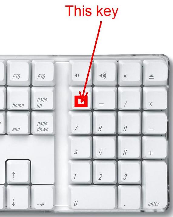 apple keyboard with numeric keypad where is number lock key