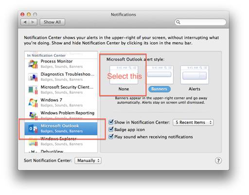 how to disable notification sound for outlook on mac