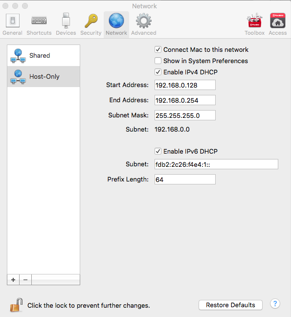 parallels for mac network settings