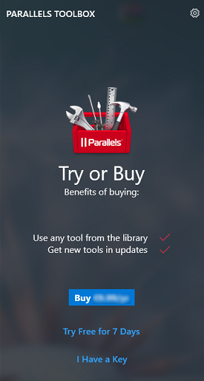 parallels toolbox asking for activation key