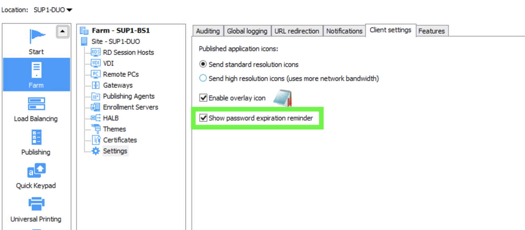 parallels client default password