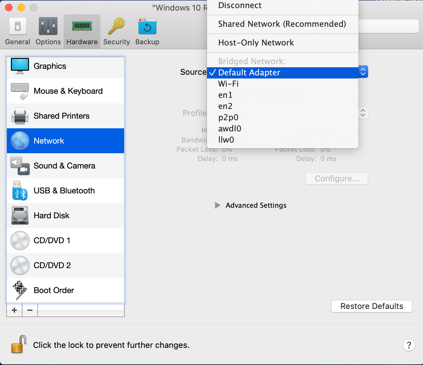 mac parallels bridged network