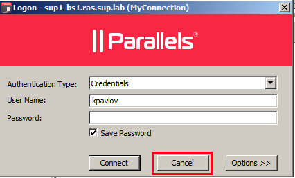 parallels client 516 error