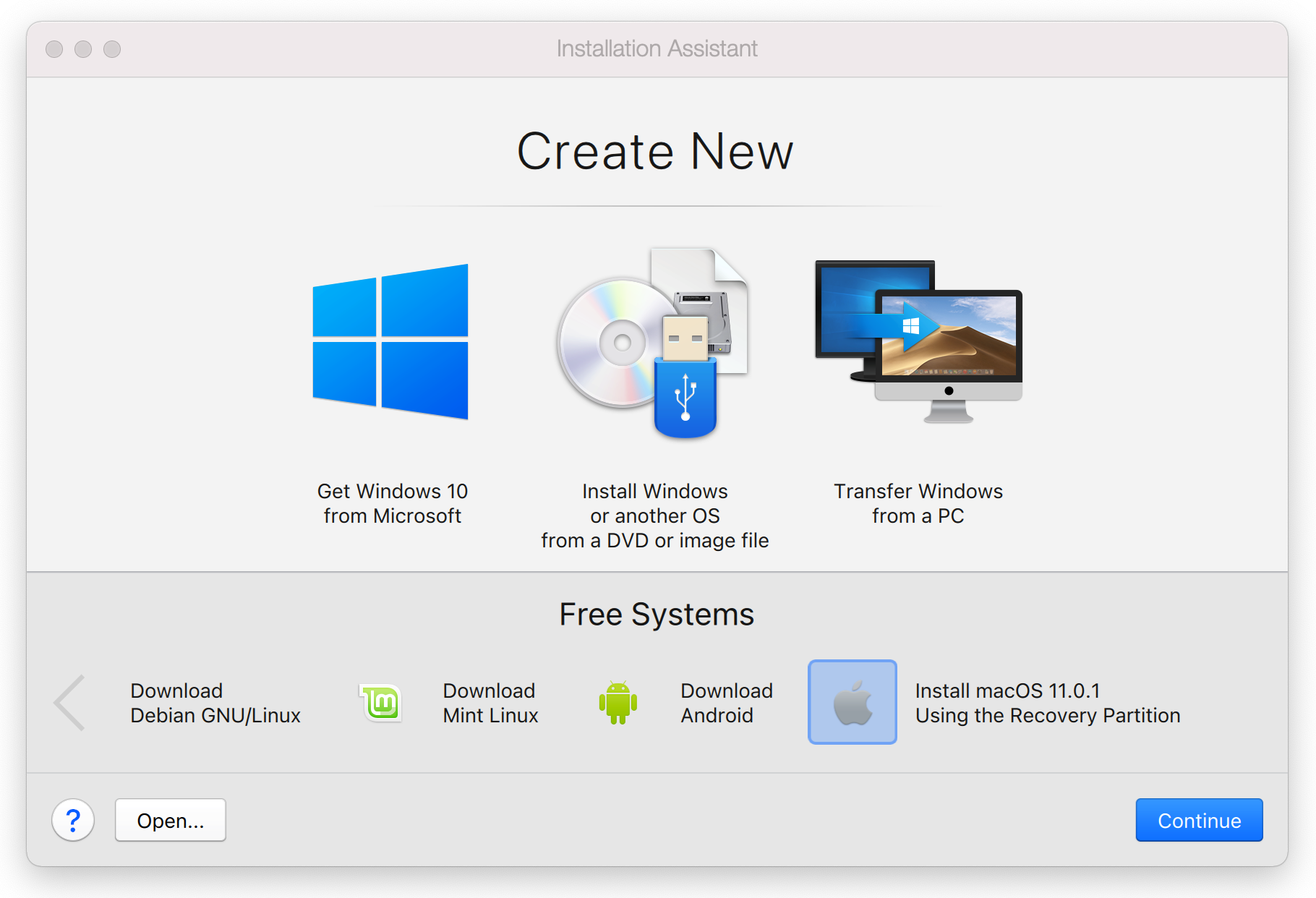 create bootable partition for new install of osx