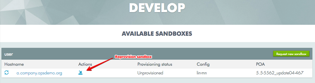 Reprovision sandbox