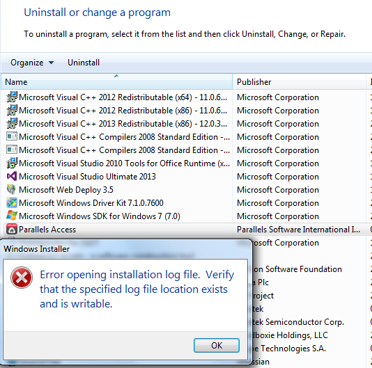 how to uninstall windows 7 from parallel desktop