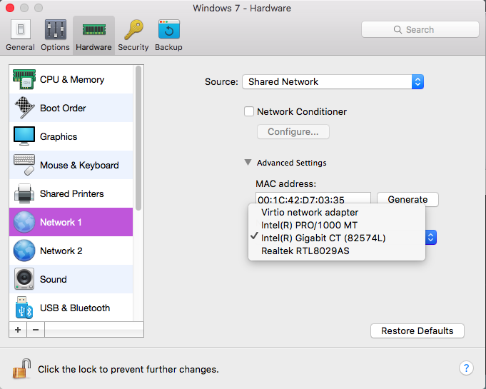 parallels desktop big sur network