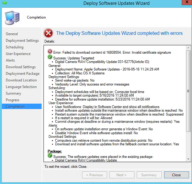 KB Parallels The Deploy Software Updates Wizard completed 