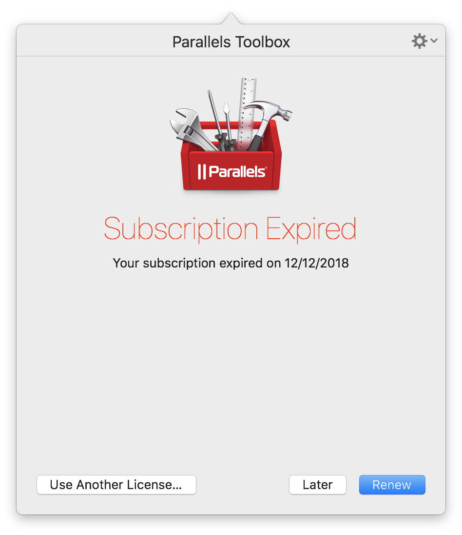 parallels toolbox not active