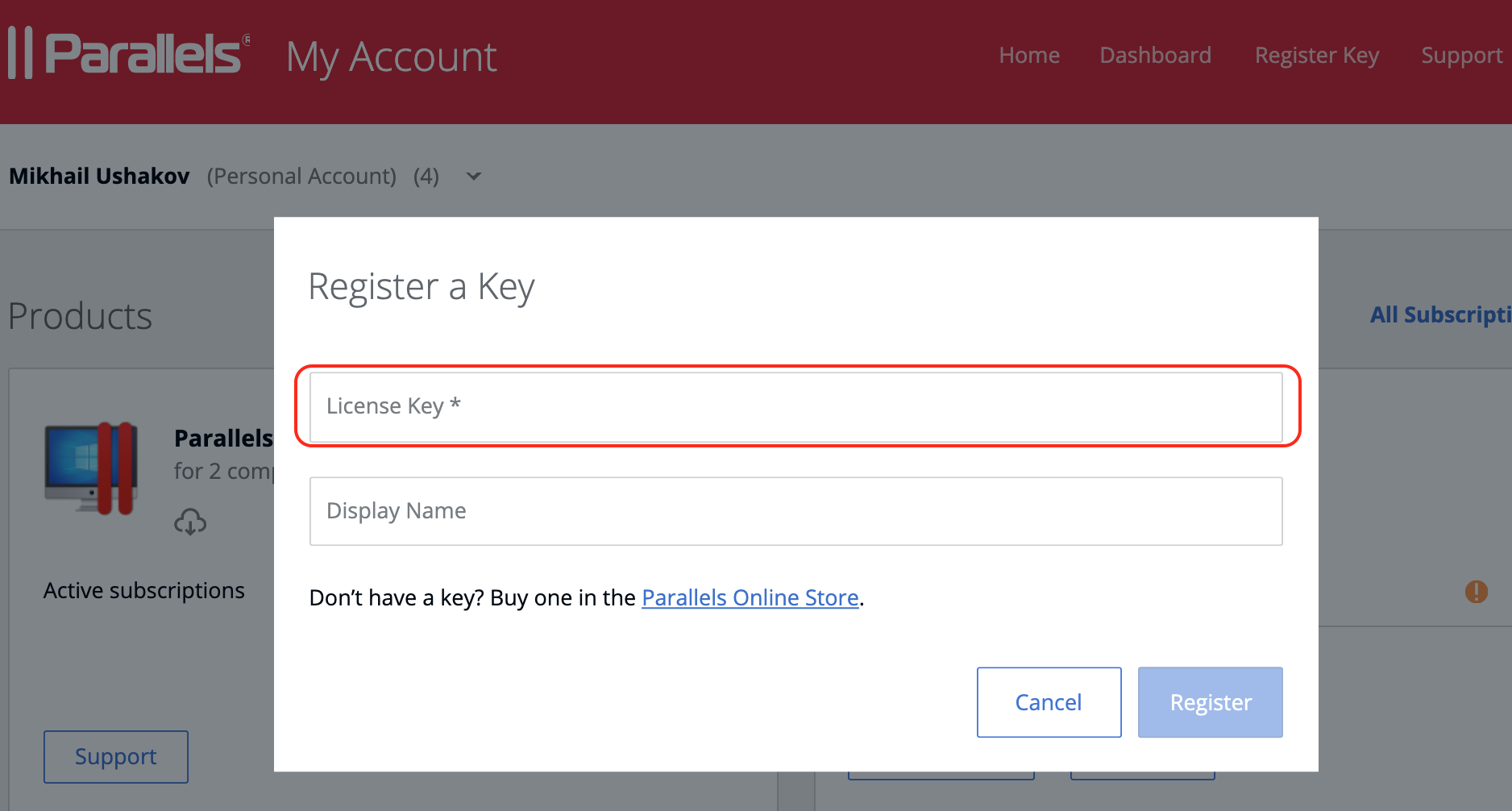 parallels toolbox asking for activation key