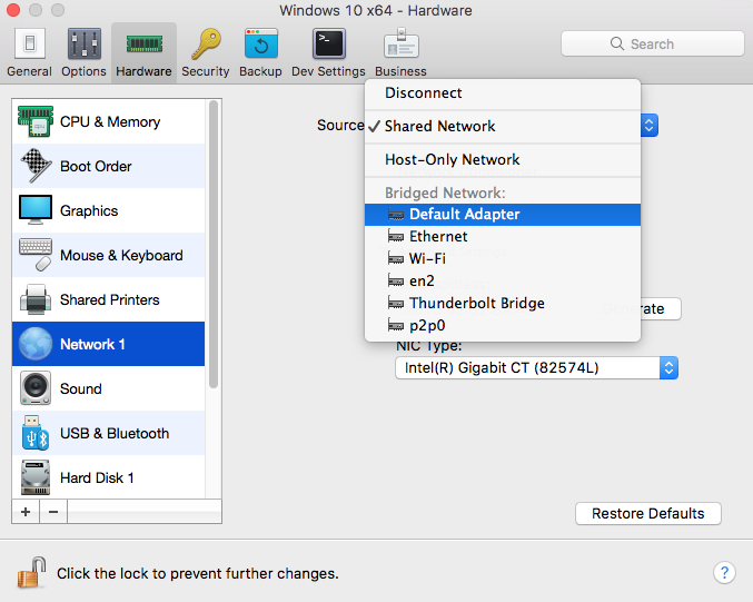 mac parallels bridged network