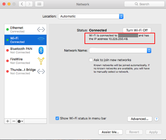 using a spacific ip for sharing mac internet